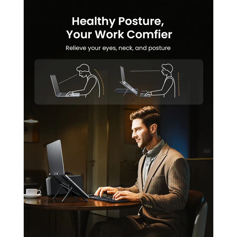 ProtoArc XKM01 CaseUp Foldable Keyboard and Mouse Combo with Laptop Stand (Black) (CP015682)