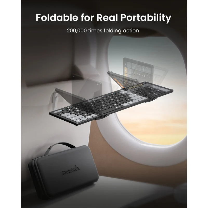 ProtoArc XKM01 CaseUp Foldable Keyboard and Mouse Combo with Laptop Stand (Black) (CP015682)