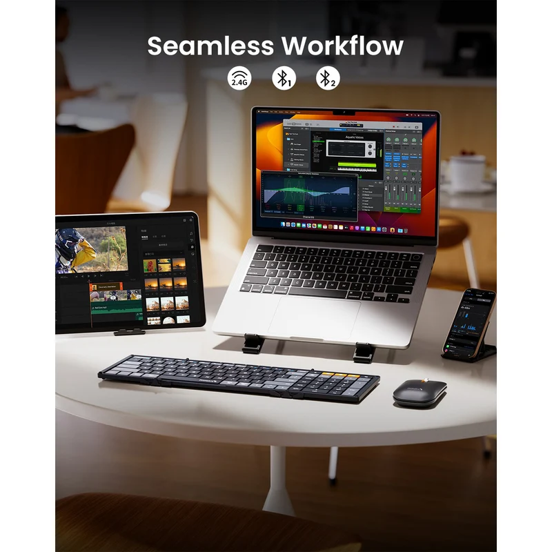 ProtoArc XKM01 CaseUp Foldable Keyboard and Mouse Combo with Laptop Stand (Black) (CP015682)
