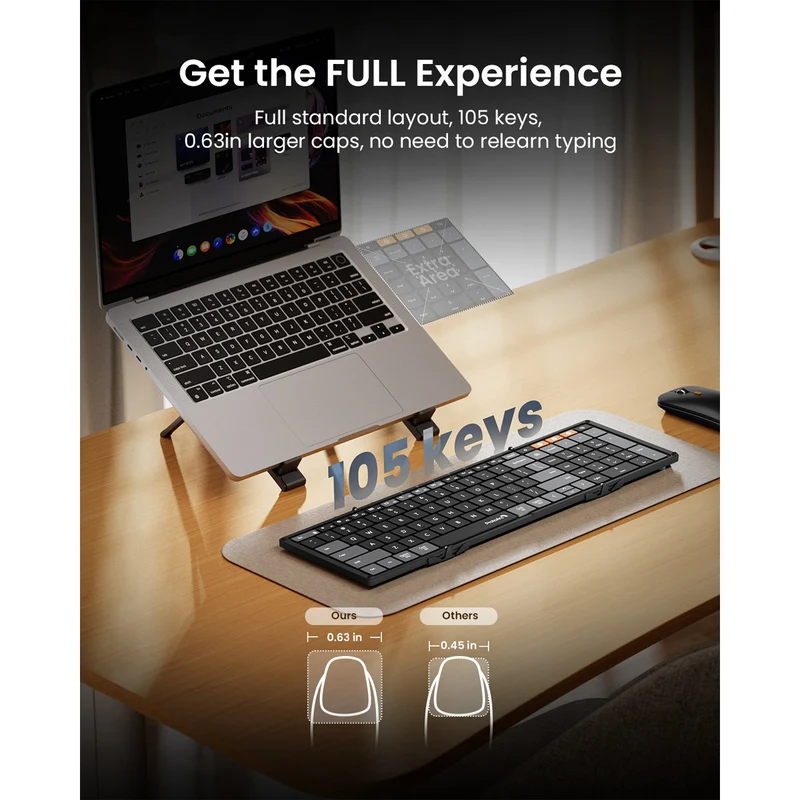 ProtoArc XKM01 CaseUp Foldable Keyboard and Mouse Combo with Laptop Stand (Black) (CP015682)