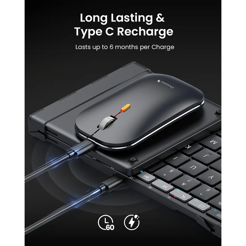 ProtoArc XKM01 CaseUp Foldable Keyboard and Mouse Combo with Laptop Stand (Black) (CP015682)