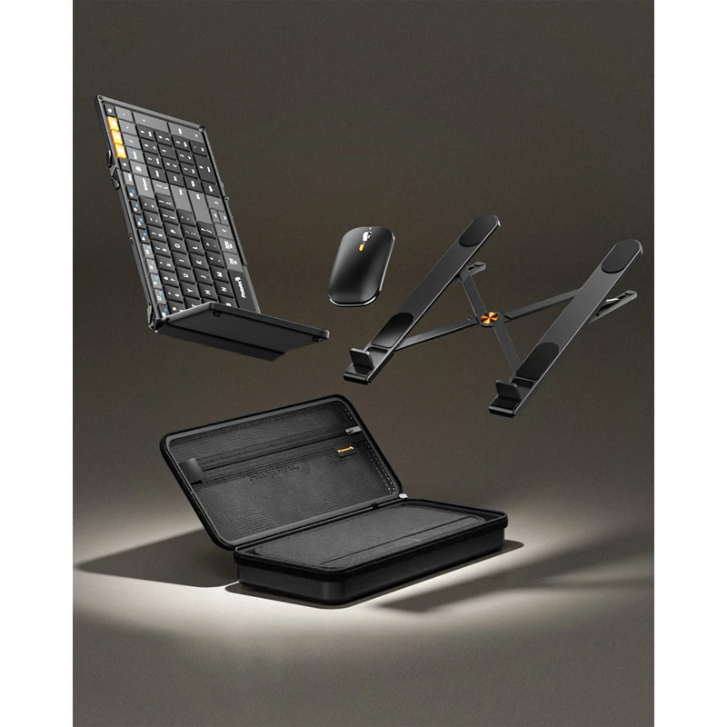 ProtoArc XKM01 CaseUp Foldable Keyboard and Mouse Combo with Laptop Stand (Black) (CP015682)