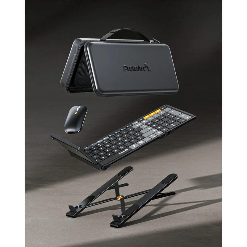 ProtoArc XKM01 CaseUp Foldable Keyboard and Mouse Combo with Laptop Stand (Black) (CP015682)