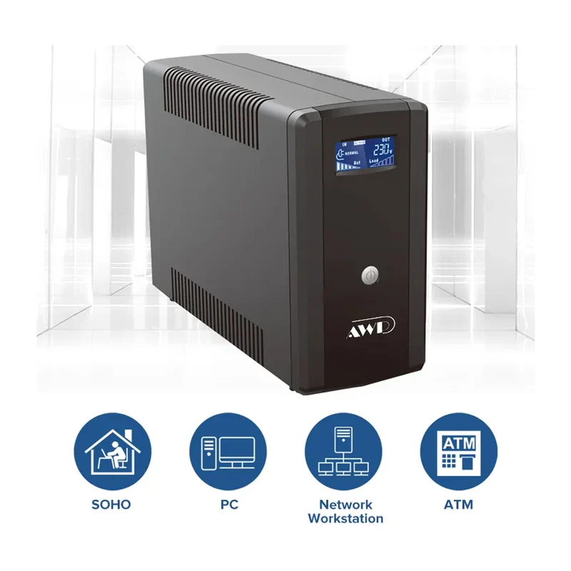 AWP Aide Pro LCD 1500VA 900W Line-Interactive UPS with Stabilizer