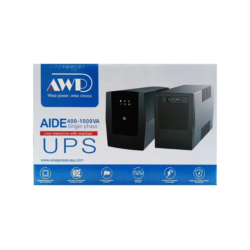 AWP Aide Single-Phase 1000VA 600W Line-Interactive UPS with Stabilizer