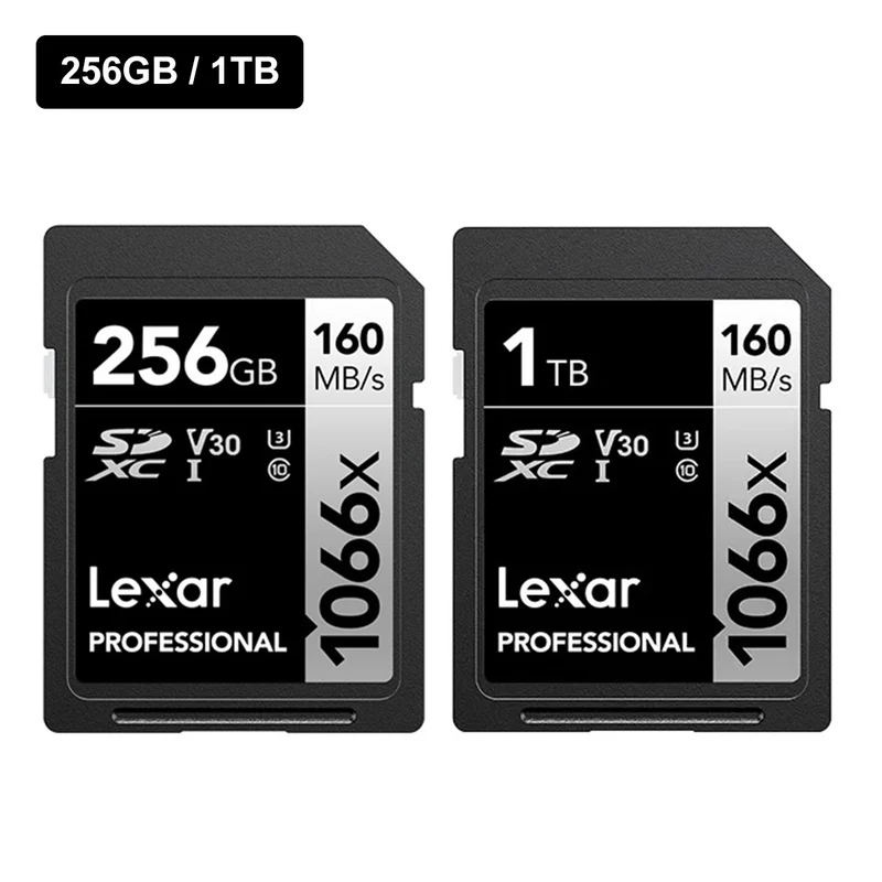Lexar Professional 1066x SDXC UHS-I C10 U3 V30 160MB/s Read 120MB/s Write SD Card SILVER Series (256GB, 1TB)