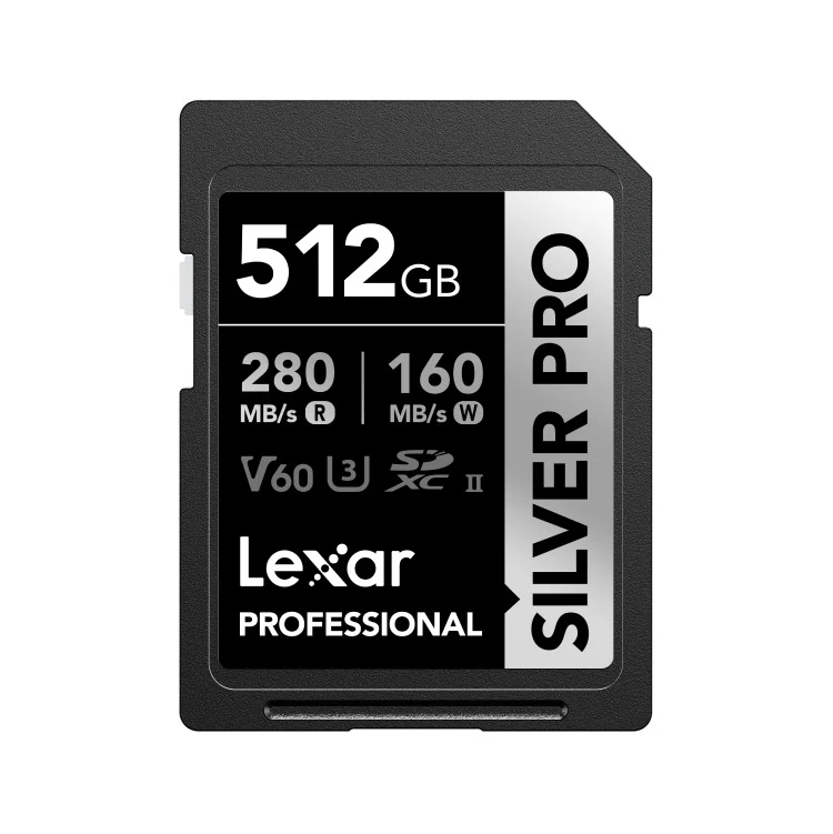 Lexar Professional SILVER PRO SDXC UHS-II C10 U3 V60 280MB/s Read 160MB/s Write SD Card (512GB, 1TB)
