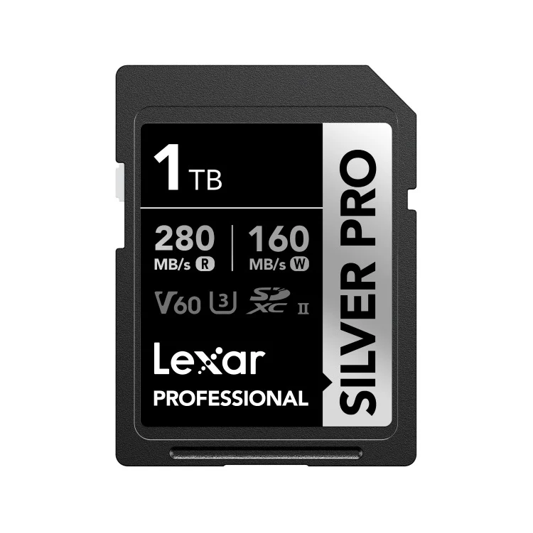 Lexar Professional SILVER PRO SDXC UHS-II C10 U3 V60 280MB/s Read 160MB/s Write SD Card (512GB, 1TB)