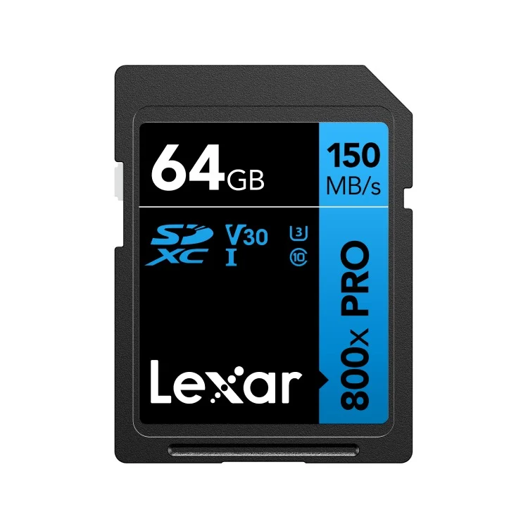 Lexar High-Performance 800x PRO SDXC UHS-I C10 U3 V30 150MB/s Read SD Card BLUE Series (64GB, 128GB)
