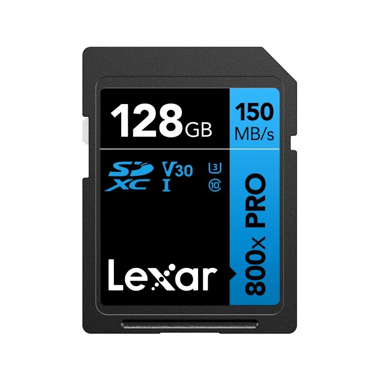 Lexar High-Performance 800x PRO SDXC UHS-I C10 U3 V30 150MB/s Read SD Card BLUE Series (64GB, 128GB)