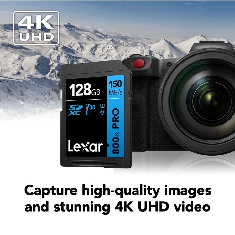 Lexar High-Performance 800x PRO SDXC UHS-I C10 U3 V30 150MB/s Read SD Card BLUE Series (64GB, 128GB)