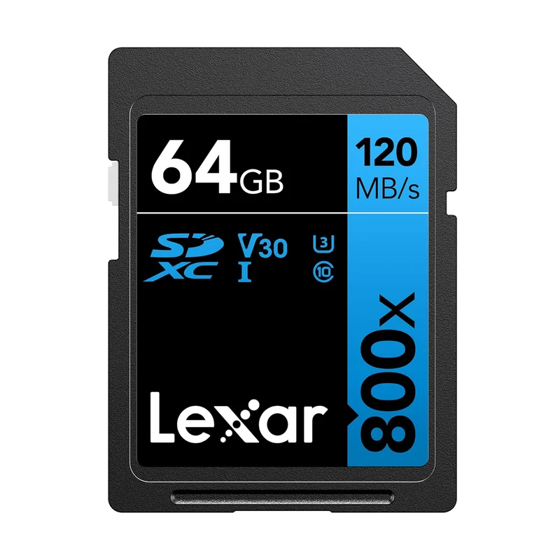 Lexar High-Performance 800x SDXC UHS-I C10 U3 V30 120MB/s Read SD Card BLUE Series (64GB, 256GB)