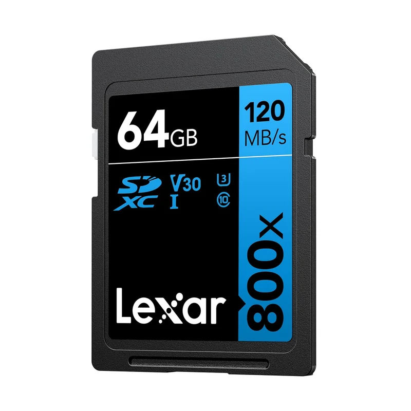 Lexar High-Performance 800x SDXC UHS-I C10 U3 V30 120MB/s Read SD Card BLUE Series (64GB, 256GB)