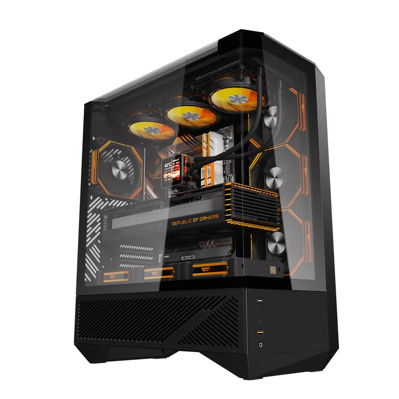 DarkFlash Arcee DY460 TG Side Panel ATX Luxury PC Case (Black, White)