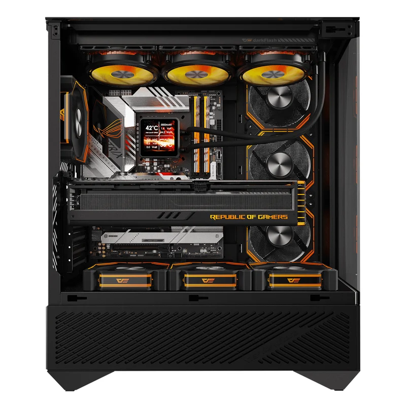 DarkFlash Arcee DY460 TG Side Panel ATX Luxury PC Case (Black, White)
