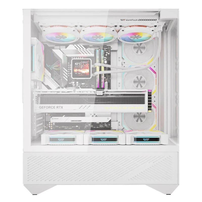DarkFlash Arcee DY460 TG Side Panel ATX Luxury PC Case (Black, White)
