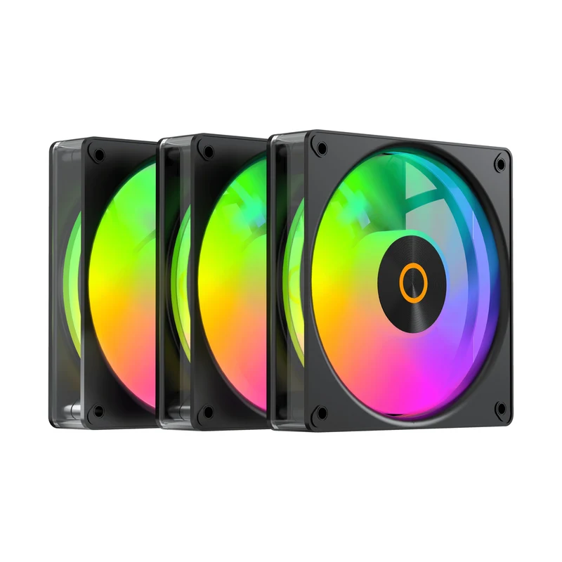 Ocypus Gamma F12 Elite ARGB Reverse Blade 3-in-1 120mm PWM Fan with Transparent Frame (Black, White)