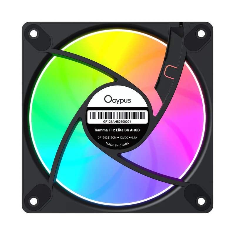 Ocypus Gamma F12 Elite ARGB Reverse Blade 3-in-1 120mm PWM Fan with Transparent Frame (Black, White)