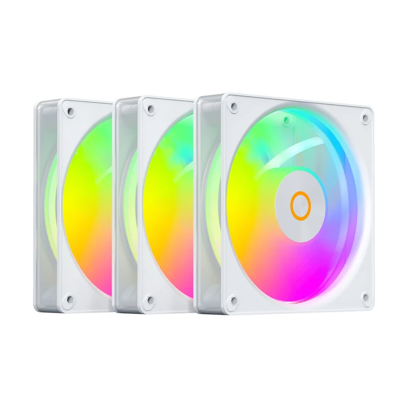 Ocypus Gamma F12 Elite ARGB Reverse Blade 3-in-1 120mm PWM Fan with Transparent Frame (Black, White)