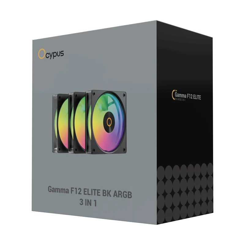 Ocypus Gamma F12 Elite ARGB 3-in-1 120mm PWM Fan with Transparent Frame (Black, White)