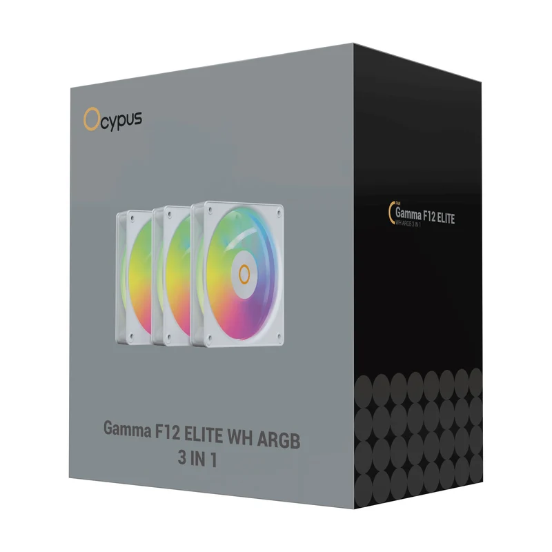 Ocypus Gamma F12 Elite ARGB 3-in-1 120mm PWM Fan with Transparent Frame (Black, White)