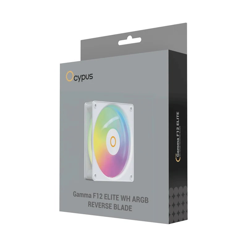 Ocypus Gamma F12 Elite ARGB Reverse Blade 120mm PWM Fan with Transparent Frame (Black, White)