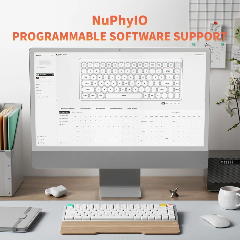 NuPhy Air75 V3 RGB Hot-Swappable 84-Key Wireless Mechanical Keyboard (Nova White) (Blush Nano Switch, Red Nano Switch)