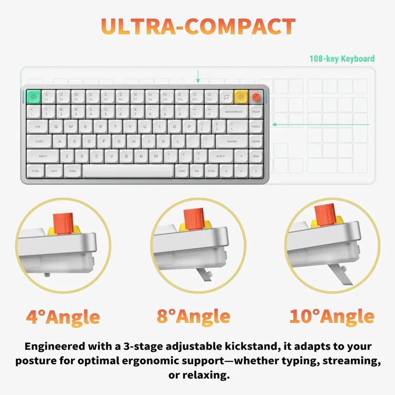 NuPhy Air75 V3 RGB Hot-Swappable 84-Key Wireless Mechanical Keyboard (Nova White) (Blush Nano Switch, Red Nano Switch)