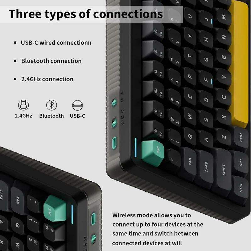 NuPhy Air75 V3 RGB Hot-Swappable 84-Key Wireless Mechanical Keyboard (Nebula Dark) (Blush Nano Switch, Red Nano Switch)