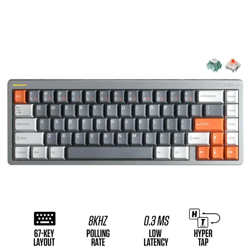 NuPhy Halo65 HE RGB 67-Key Magnetic Switch Gaming Keyboard (Space Gray) (Coral Switch, Jade Pro Switch)