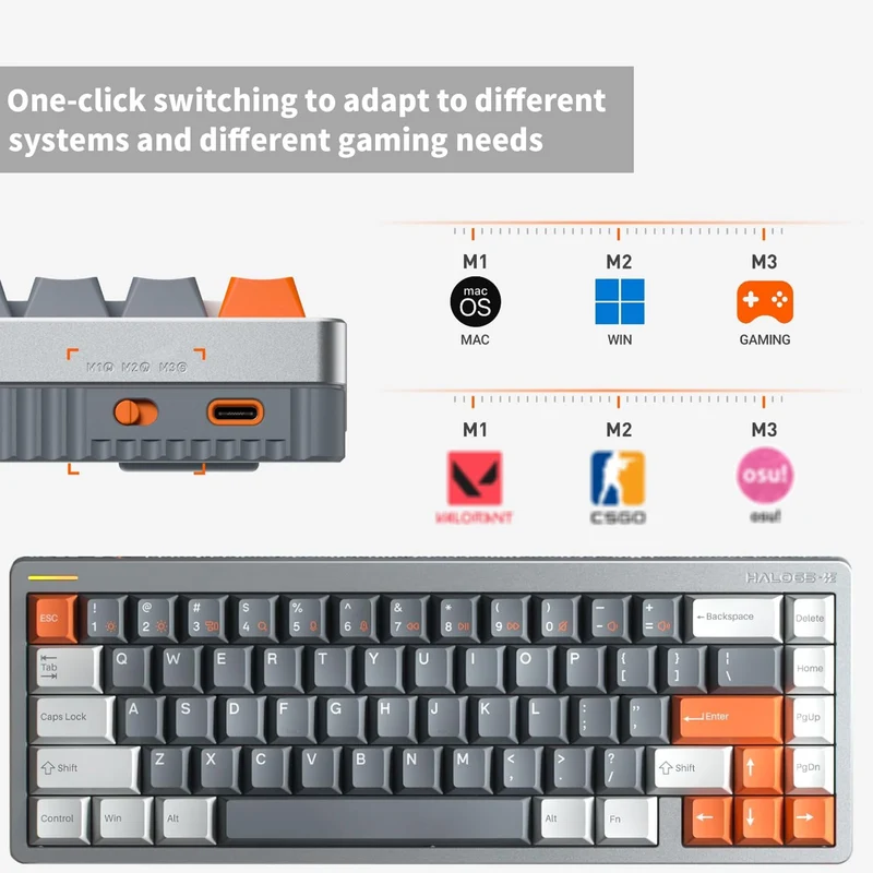 NuPhy Halo65 HE RGB 67-Key Magnetic Switch Gaming Keyboard (Space Gray) (Coral Switch, Jade Pro Switch)