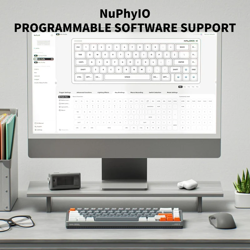 NuPhy Halo65 HE RGB 67-Key Magnetic Switch Gaming Keyboard (Space Gray) (Coral Switch, Jade Pro Switch)