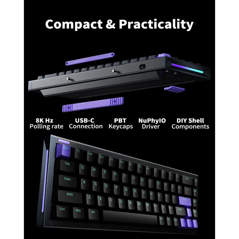 NuPhyX BH65 RGB 68-Key High-Profile Gaming Keyboard (Dark Matter) (Magnetic Jade Gaming Switch, Magnetic Jade Pro Gaming Switch)