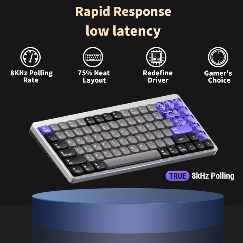NuPhy Air75 HE Low-Profile Magnetic Jade Switch 84-Key Wired Gaming Keyboard (Space Silver)