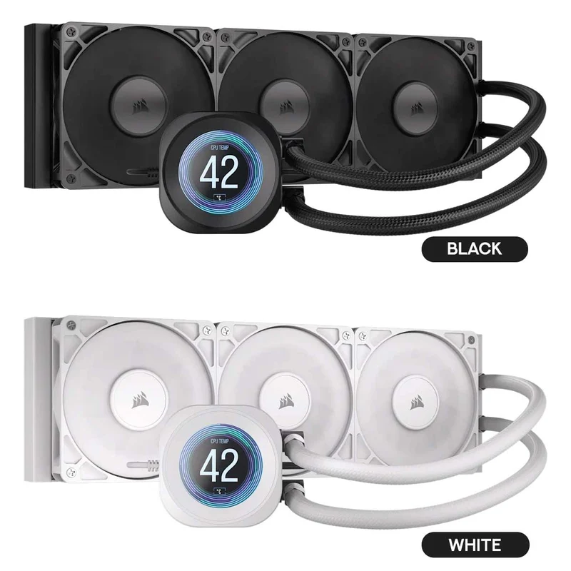 Corsair Nautilus 360 RS Performance LCD 360mm Liquid CPU Cooler (Black, White)