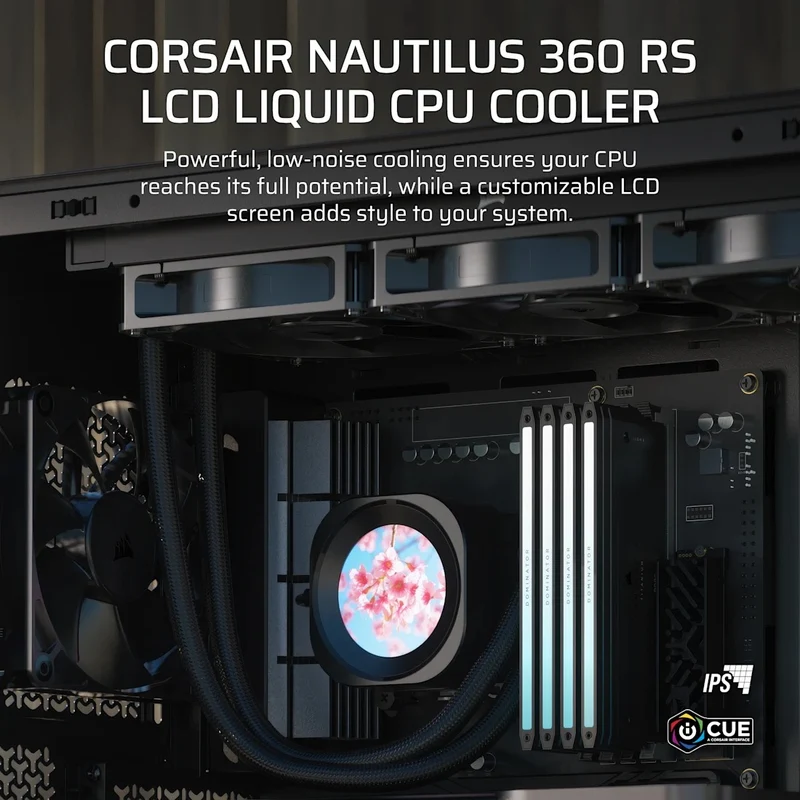 Corsair Nautilus 360 RS Performance LCD 360mm Liquid CPU Cooler (Black, White)
