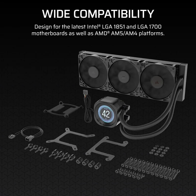 Corsair Nautilus 360 RS Performance LCD 360mm Liquid CPU Cooler (Black, White)
