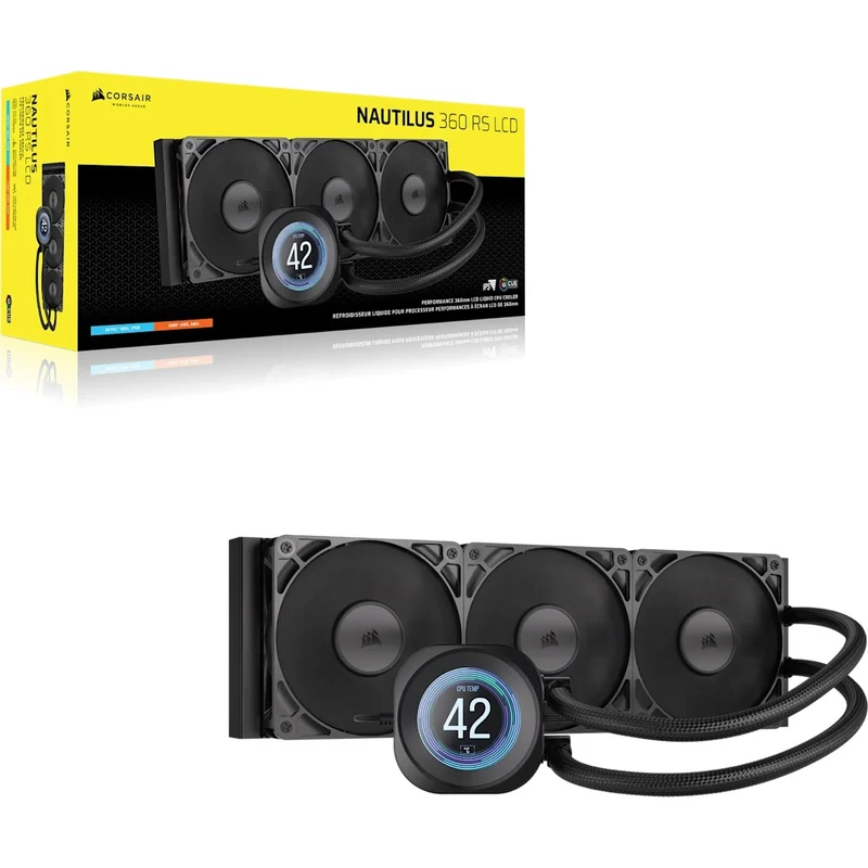Corsair Nautilus 360 RS Performance LCD 360mm Liquid CPU Cooler (Black, White)