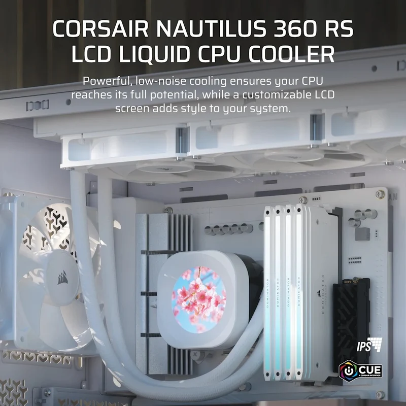 Corsair Nautilus 360 RS Performance LCD 360mm Liquid CPU Cooler (Black, White)