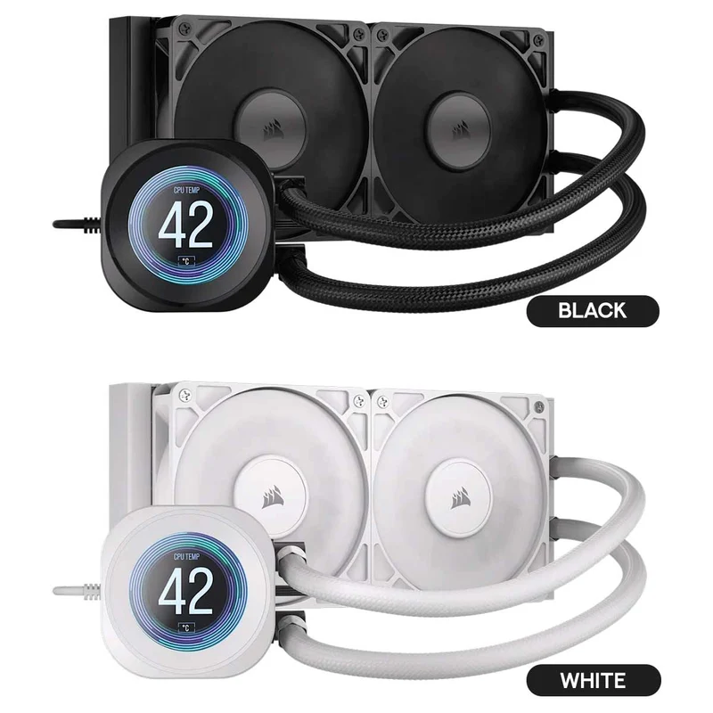 Corsair Nautilus 240 RS Performance LCD 240mm Liquid CPU Cooler (Black, White)
