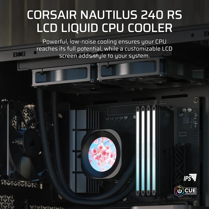 Corsair Nautilus 240 RS Performance LCD 240mm Liquid CPU Cooler (Black, White)