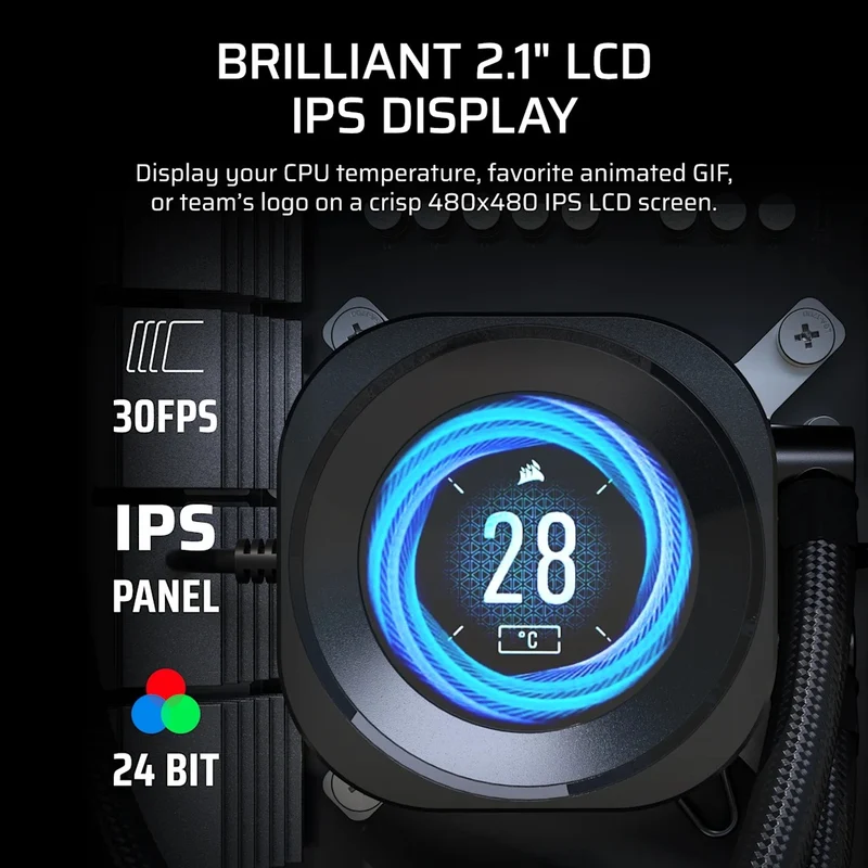 Corsair Nautilus 240 RS Performance LCD 240mm Liquid CPU Cooler (Black, White)