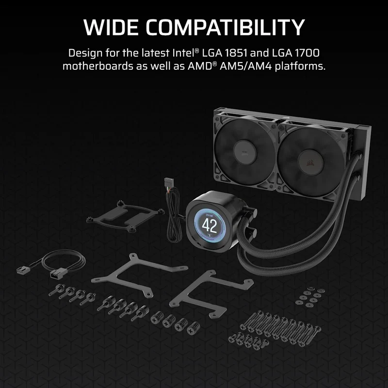 Corsair Nautilus 240 RS Performance LCD 240mm Liquid CPU Cooler (Black, White)
