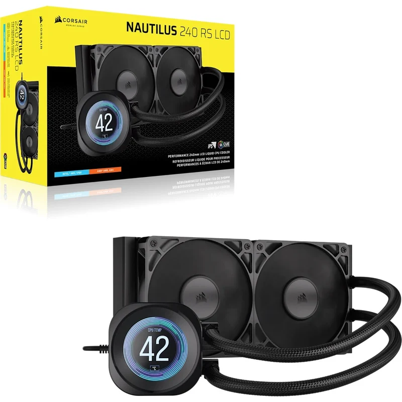 Corsair Nautilus 240 RS Performance LCD 240mm Liquid CPU Cooler (Black, White)