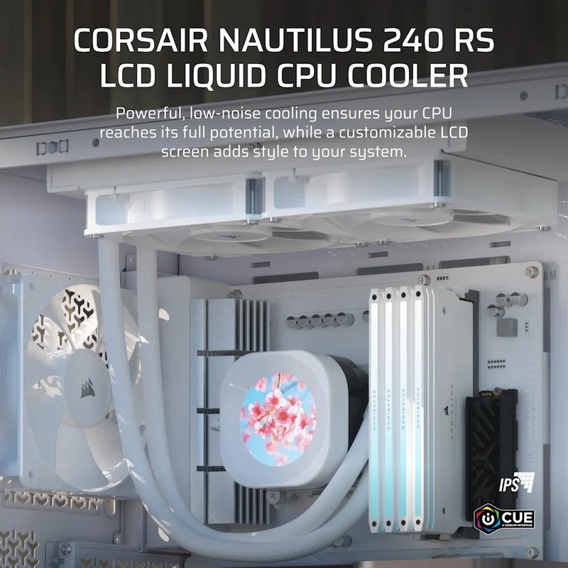Corsair Nautilus 240 RS Performance LCD 240mm Liquid CPU Cooler (Black, White)