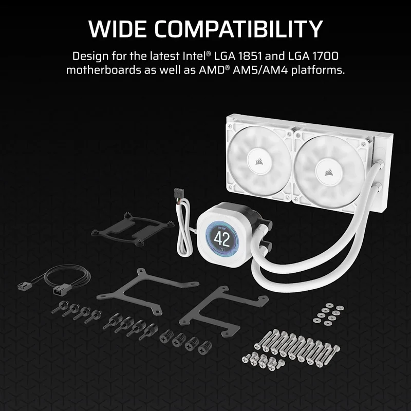 Corsair Nautilus 240 RS Performance LCD 240mm Liquid CPU Cooler (Black, White)