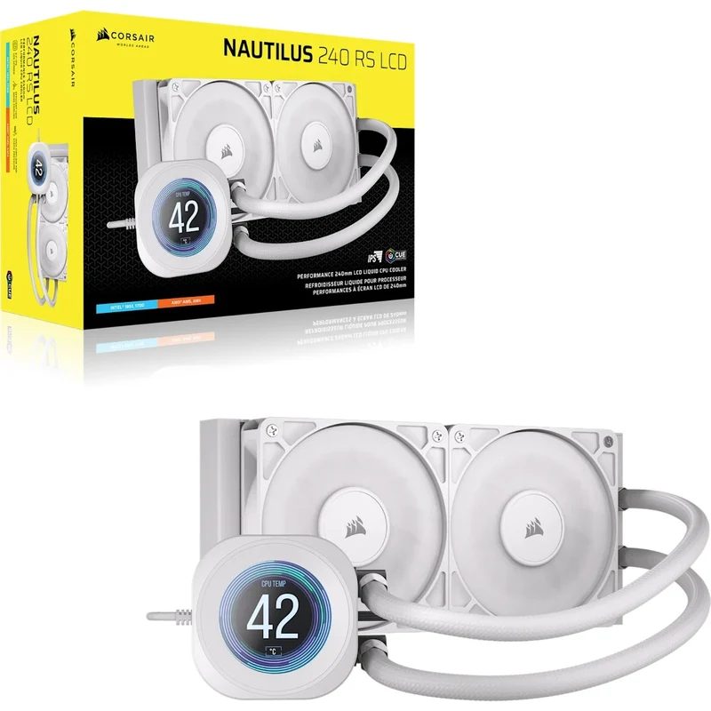 Corsair Nautilus 240 RS Performance LCD 240mm Liquid CPU Cooler (Black, White)