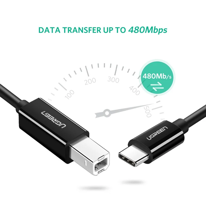 Ugreen USB-C 2.0 to USB-B 2.0 Printer Cable - 2m (US241/80811)