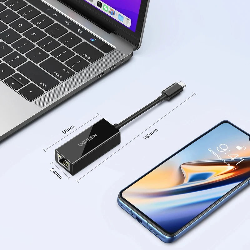 Ugreen USB-C 3.1 Gen Male to Gigabit Ethernet Adapter - 16cm (US236/50307)