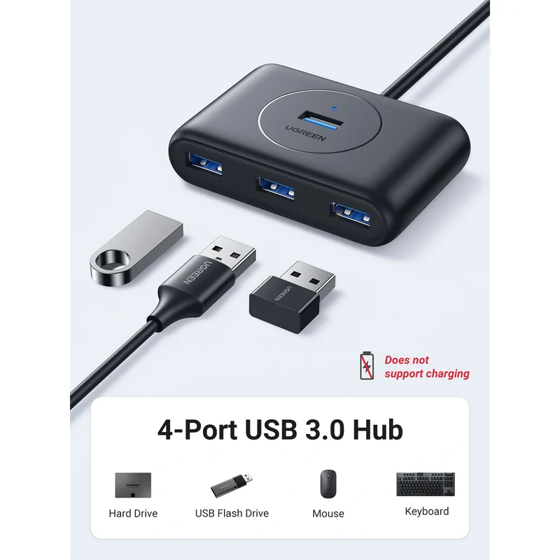 Ugreen USB 3.0 A 4 Ports Hub - 0.5m (Black) (CR113/20290)